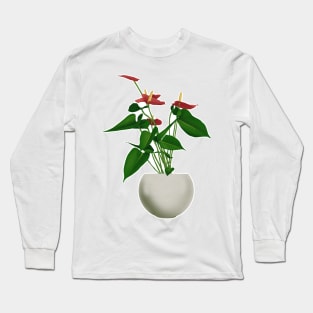 Red Anthurium Long Sleeve T-Shirt